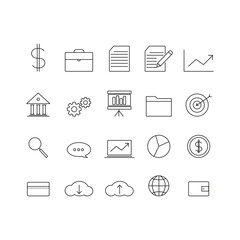 Set Vector Flat Line Icons Office and Business