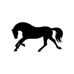 Fototapeta premium Vector silhouette of a horse in a graceful pose. Simple graphic design