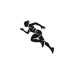 Running Sport Girl Icon. Vector illustration