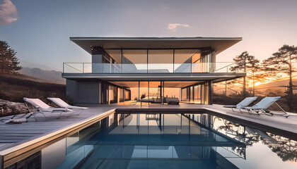 Fototapeta premium Modern house with swimming pool