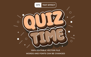 Editable Text effect Quiz Time vintage color 3D, perfect for banner education design element