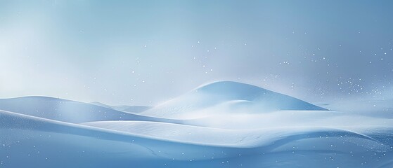 An exquisite ultrawide background captures the serene beauty of light snowfall gently descending over snowdrifts, creating a tranquil and enchanting winter landscape