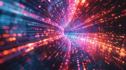 Particles of light and energy flow through the digital realm.