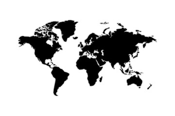 World map silhouette. Worldmap flat illustration.