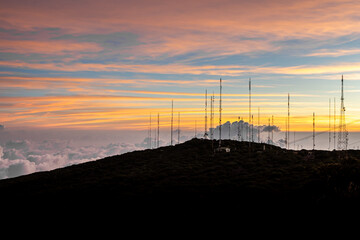 Impressive sunset view from the Irazu Volcano and the Telecommunication Towers - Antenas 