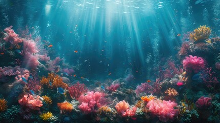 Under the sea, the ocean has many lively coral reefs.