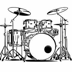 Stencil of a modern Drum Kit -Black & White-ideal for many styles  of contemporary music