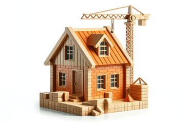 House icon on brick, construction investing Isolated on white background