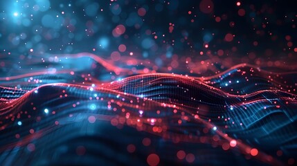 Vibrant Digital Energy Waves Flowing Through Futuristic Technological Landscape