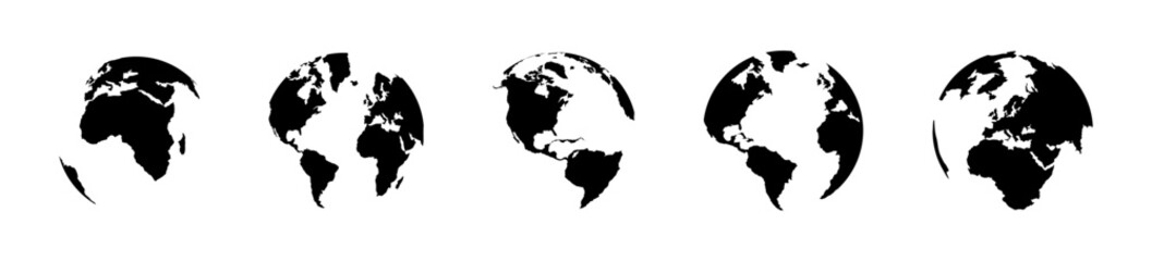 World map silhouette round set. Worldmap flat globe illustration. © 11ua