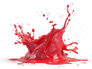 Red splash isolated on white background in realistic high resolution