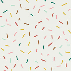 Celebration Confetti Background, Seamless Pattern with Colorful Sprinkles, Donut Glaze, and Ice Cream Tops