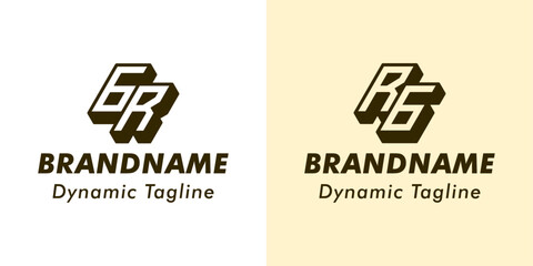 Letters GR and RG 3D Monogram Logo, Suitable for business with RG or GR initials