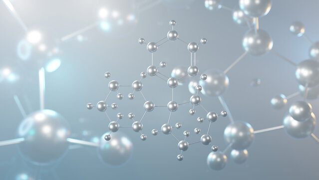 phencyclidine molecular structure, 3d model molecule, dissociative anesthetic, structural chemical formula view from a microscope