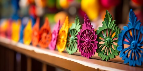 Fototapeta premium Mexican papel picado is decorative paper used in Day of the Dead. Concept Day of the Dead, Mexican Culture, Papel Picado, Decorative Paper, Festive Decor
