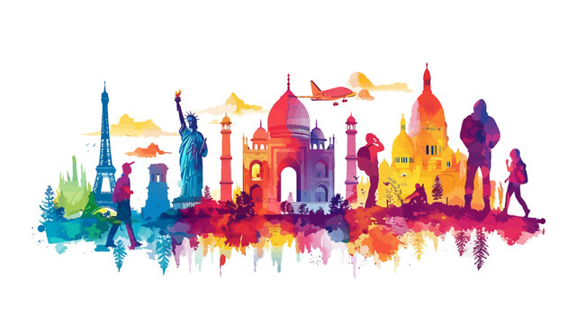 A vibrant illustration of famous landmarks