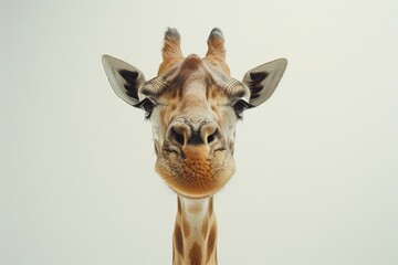 Fototapeta premium Minimalist Giraffe Portrait on a Clean Background