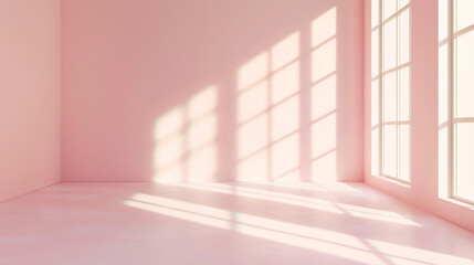 Obraz premium Soft Pastel Pink Background with Window Shadows