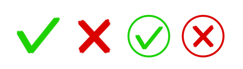 Green checkmark, red cross icon
