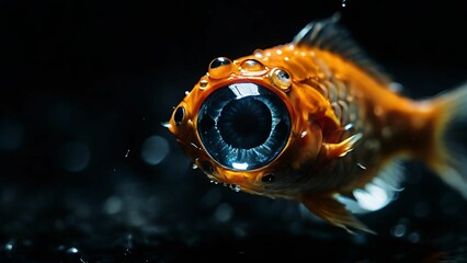 Close up of a orange fish eyes