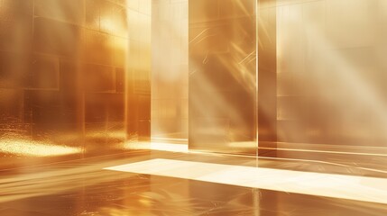 Dreamy Minimalism: Glass Booth in Soft Light Gold Landscape