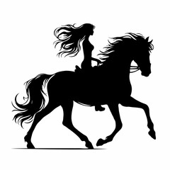 Galloping Dreams: The Stylized Silhouette of Horse and Rider Embracing the Wind