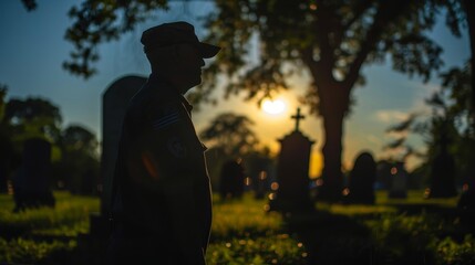 Shadows of Honor a minimalist tribute on Memorial Day close up, solemn remembrance, ethereal, double exposure with a concrete wall backdrop