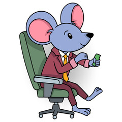 corruption boss rat is sitting carrying stolen money