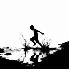 Water Dance: A Silhouette's Enchanted Reflection