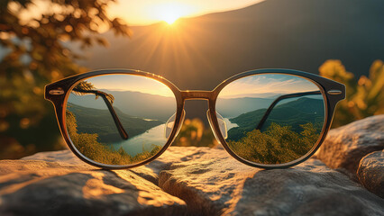 sun glasses on rock