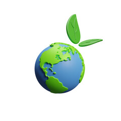 Green world logo or icon design template, Sustainable development goal (SDGs) concept. Sustainability or environmental protection. Environment icon on transparent background. 3d rendering illustration