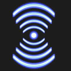 WIFI Signal sign isolated black background. WI FI icon in tendy Neon effect style. 3D Vector for business, web, social media design.