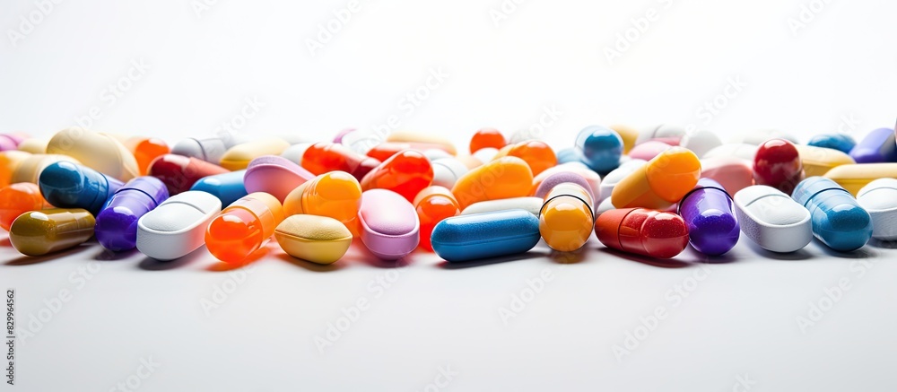 Aufkleber a close up image of drugs on a white background with ample copy space