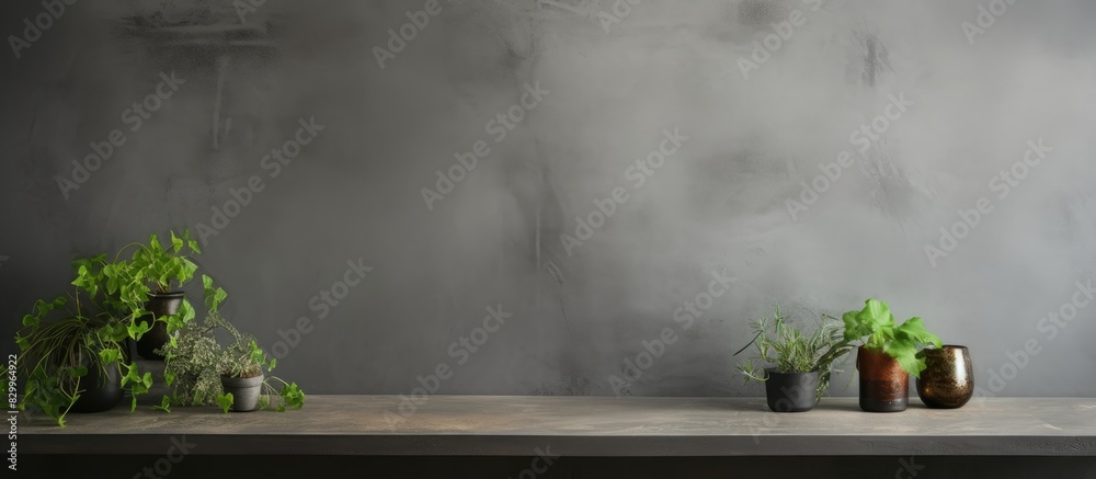 Poster Preparing for design on a dark concrete background with a textured wall ideal for a copy space image