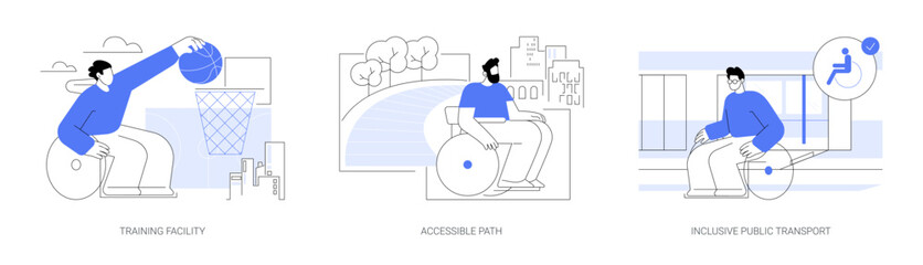 Urban facilities for disabled people isolated cartoon vector illustrations se