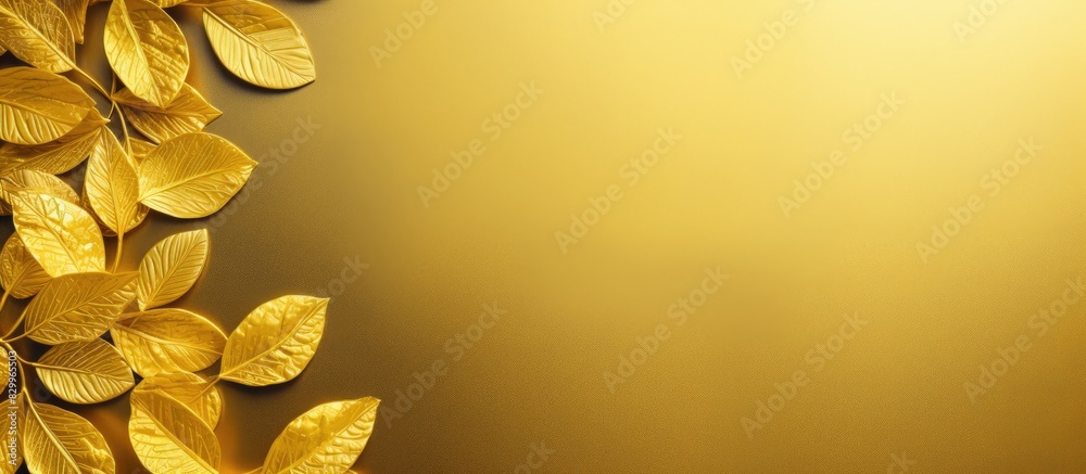 Poster a background image with a shiny yellow leaf gold foil texture provides a perfect copy space for your