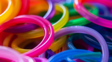 Vibrant Rainbow Wristbands Close-up with Copy Space on the Right