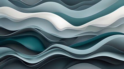 inconspicuous header with elegant abstract waves illustration with dark gray, teal blue and light slate gray color. Generative AI.
