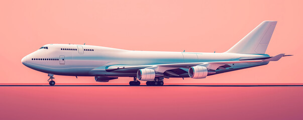 Refrigerated cargo airplane on runway, isolated on a gradient background 