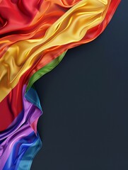 Obraz premium Pride and Freedom - Rainbow Flag Blowing in the Wind with Text Space