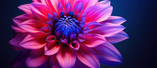 Obraz premium The cartoonish image features a vibrant flower showcasing shades of magenta pink purple and violet The visual provides ample copy space for additional elements