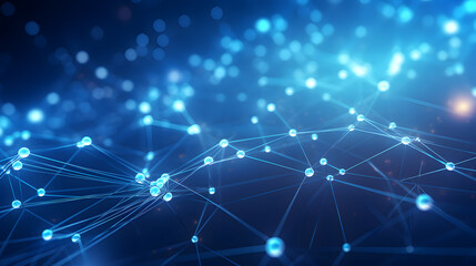 Fototapeta premium Digital blue network dotted line connection graphics poster background
