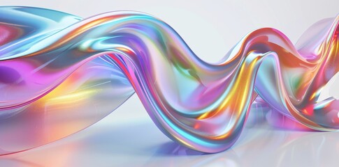 Fototapeta premium 3D render of abstract glass ribbon on white background, delicate buissness background