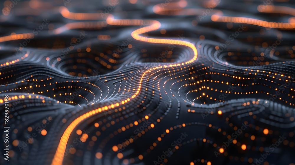 Poster an advanced machine learning algorithm visualized as a complex, glowing neural network, analyzing va
