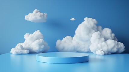 Blue Podium with White Clouds