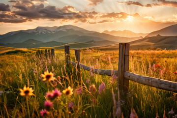 sunset in the mountains generative ai