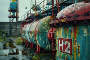 Naklejka premium hydrogen factory, the fuel of the future