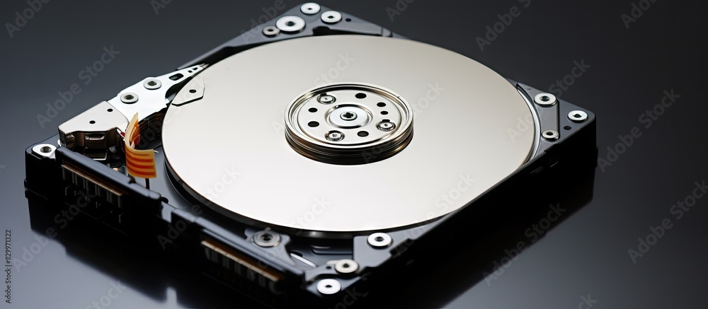 Poster White background back view of an isolated laptop hard disk drive HDD with abundant copy space image
