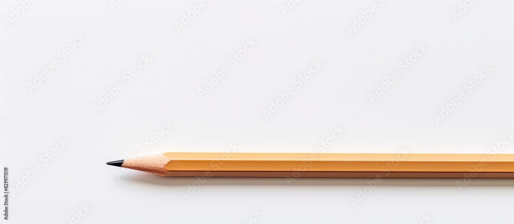 Poster A wooden pencil is positioned against a white blank paper background creating ample space for images or text