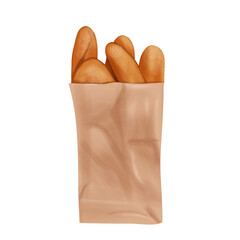 fresh bread rolls in a paper bag